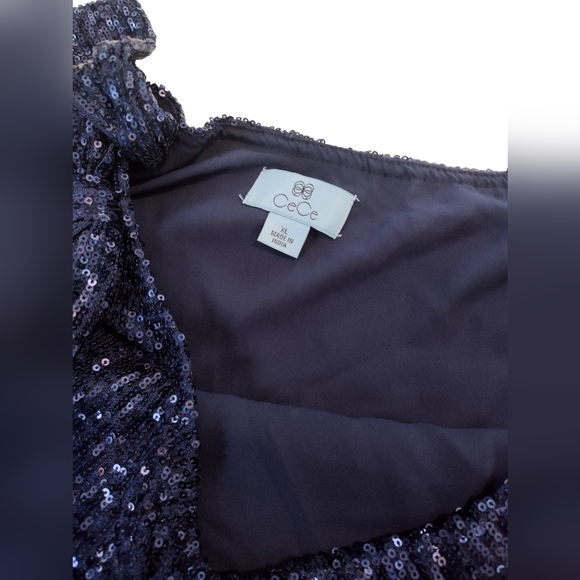 Cece Sequin blouse . Black , blue - Picture 14 of 16